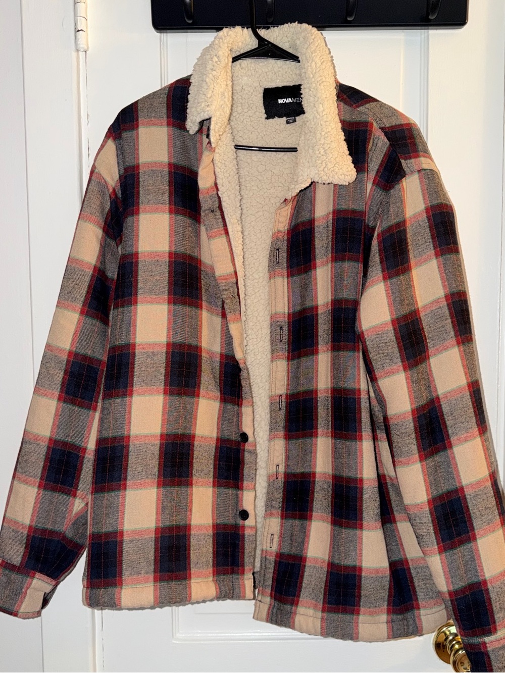 Nova Men Sherpa-Lined Plaid Jacket – Men’s XL